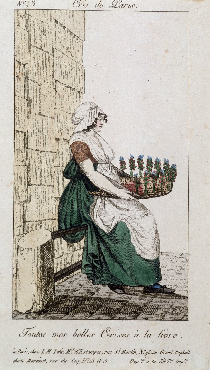 Merchant of cherries - em "Cris de Paris", deb. Século XIX de Unknown artist