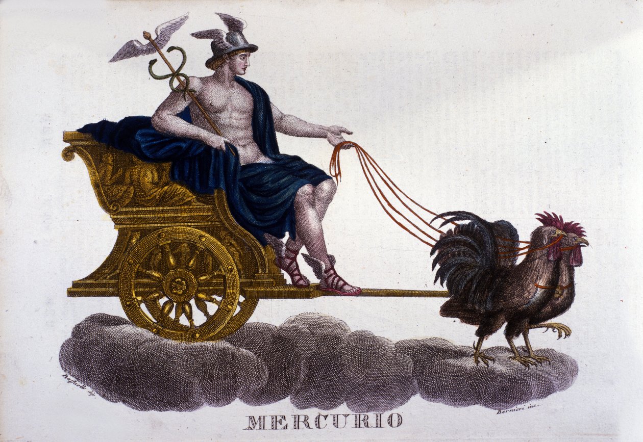 Mercúrio. Gravura do século XIX. de Unknown artist