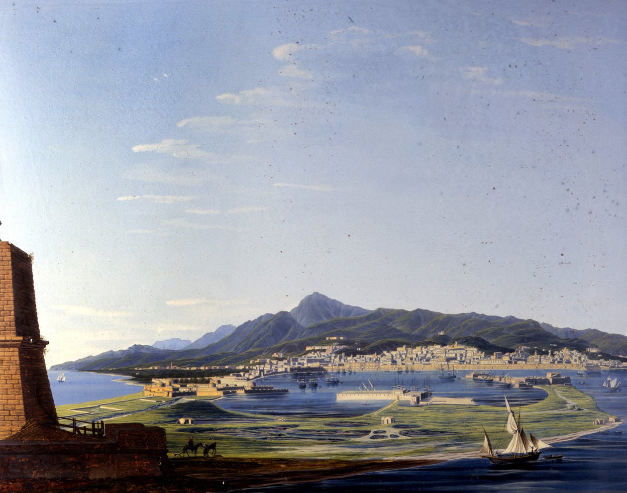 Messina vista do Estreito. Pintura anónima do século XIX. de Unknown artist