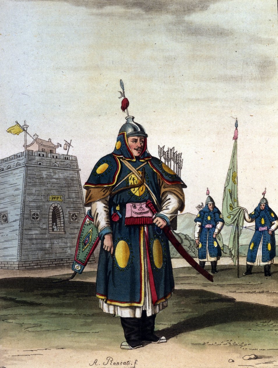 Military Chinese manchou - in" Le costume ancien et moderne" de J. Ferrario, ed. Milão de Unknown artist