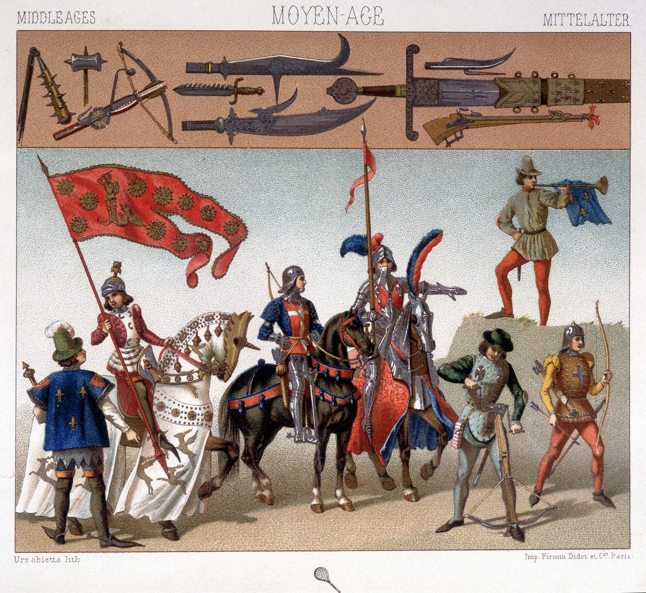 Fatos militares na Idade Média entre 1439 e 1450. Em "O traje histórico" de A. Racquet de Unknown artist