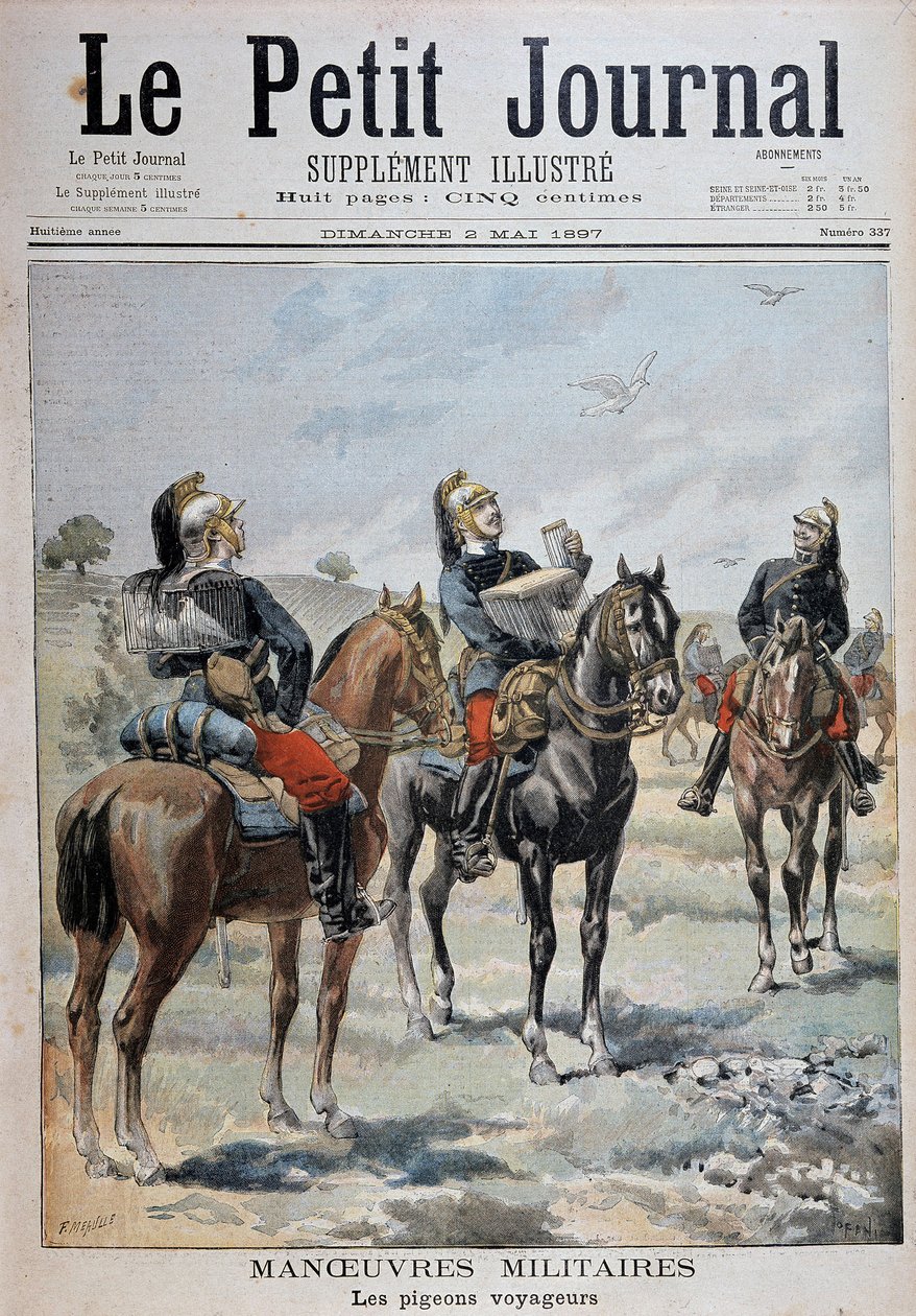 Manobras militares: os pombos de passageiros - no "Le Petity Journal" de 02/05/1897 de Unknown artist
