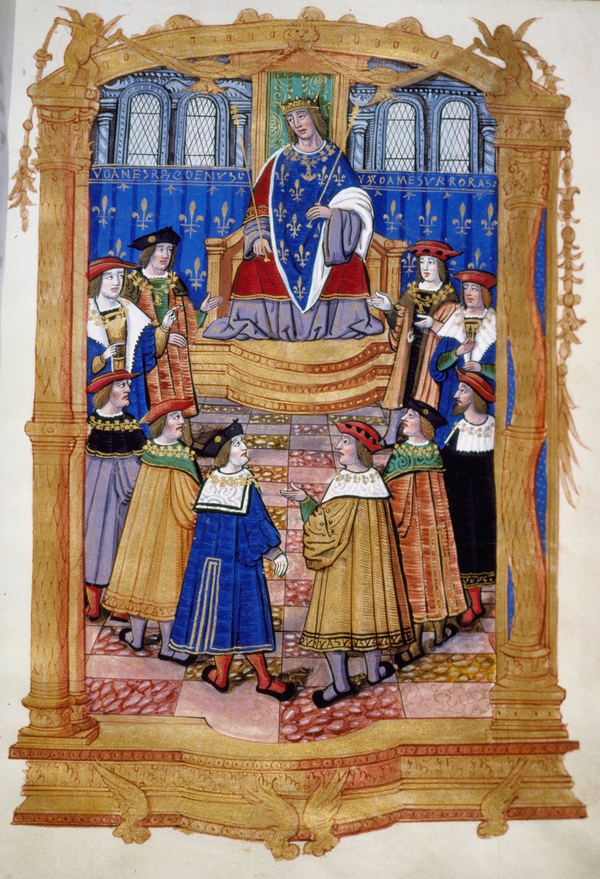 Miniatura do século XV ou XVI, representando Luís XI (1423-1483) e os cavaleiros da Ordem de São Miguel. de Unknown artist