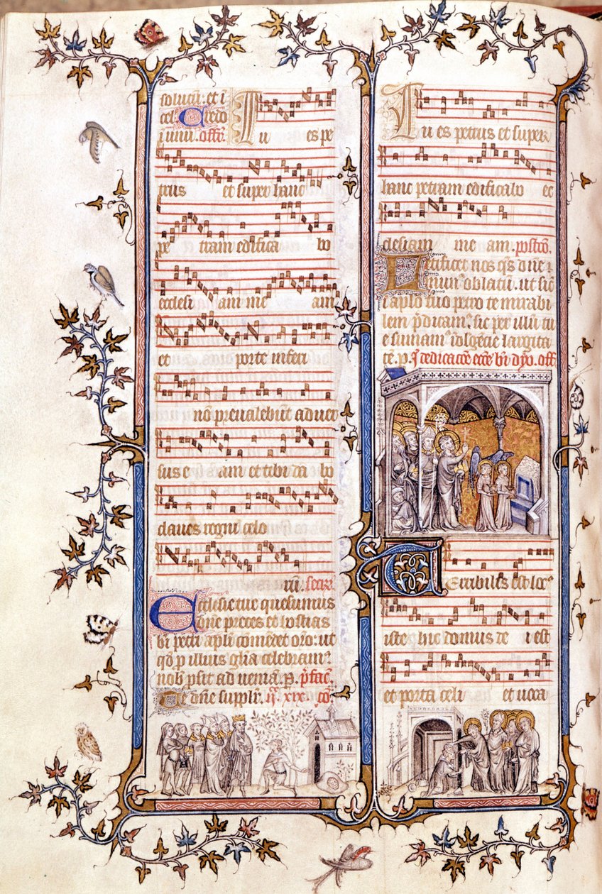 Missal de Saint Denis, por volta de 1350. Miniaturas representando Clotaire (Clothaire) e Dagobert. de Unknown artist