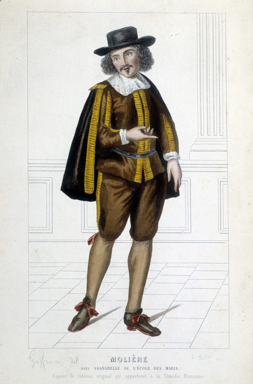 Molière no papel de Sganarelle na peça "A escola dos maridos". de Unknown artist