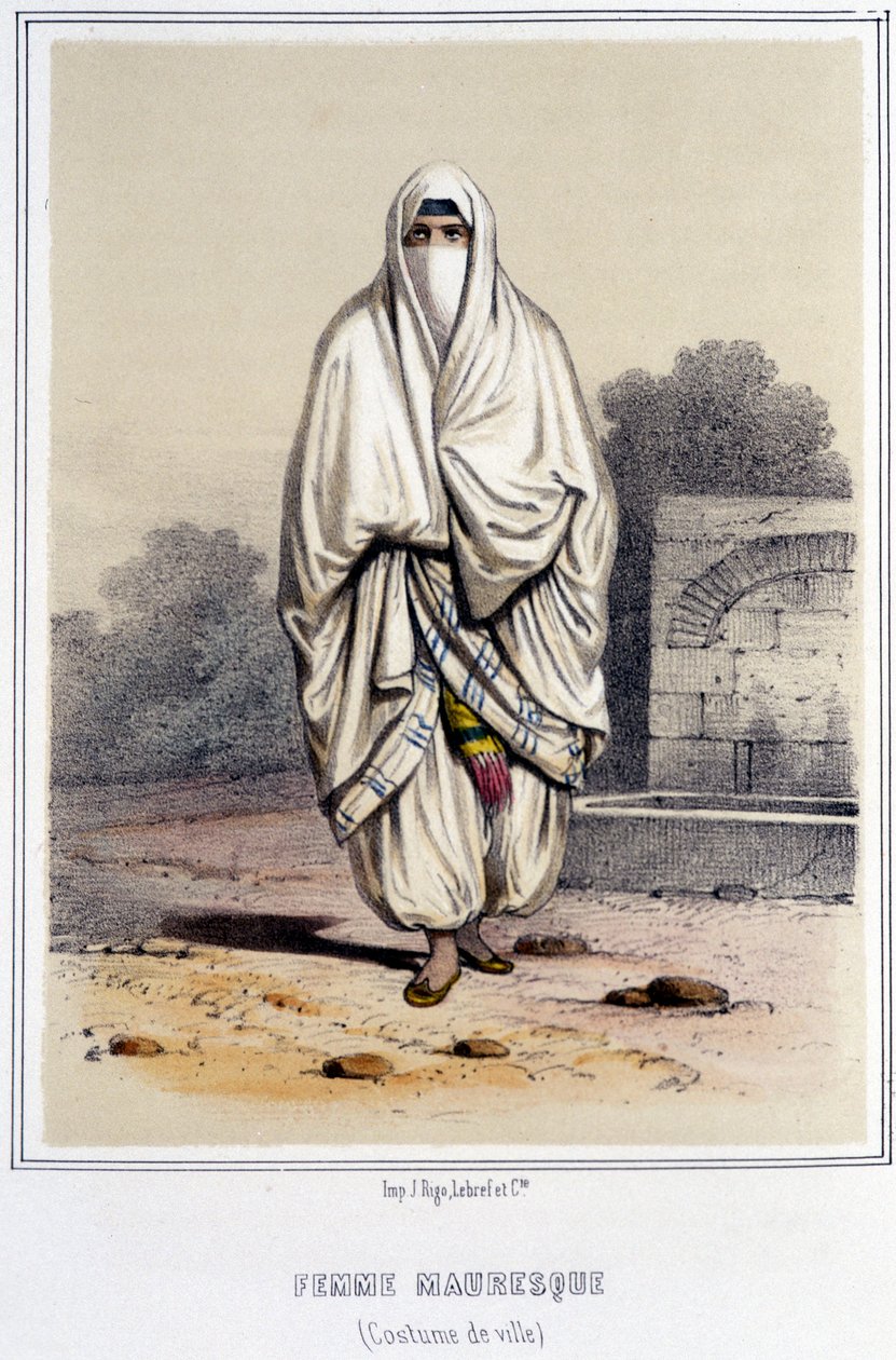 Mulher moura em traje de cidade em Argel durante a segunda metade do século XIX. de Unknown artist