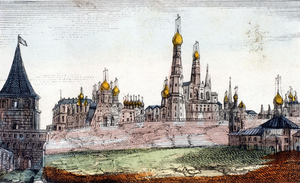 Moscovo, o Kremlin. Gravura do século XIX. de Unknown artist