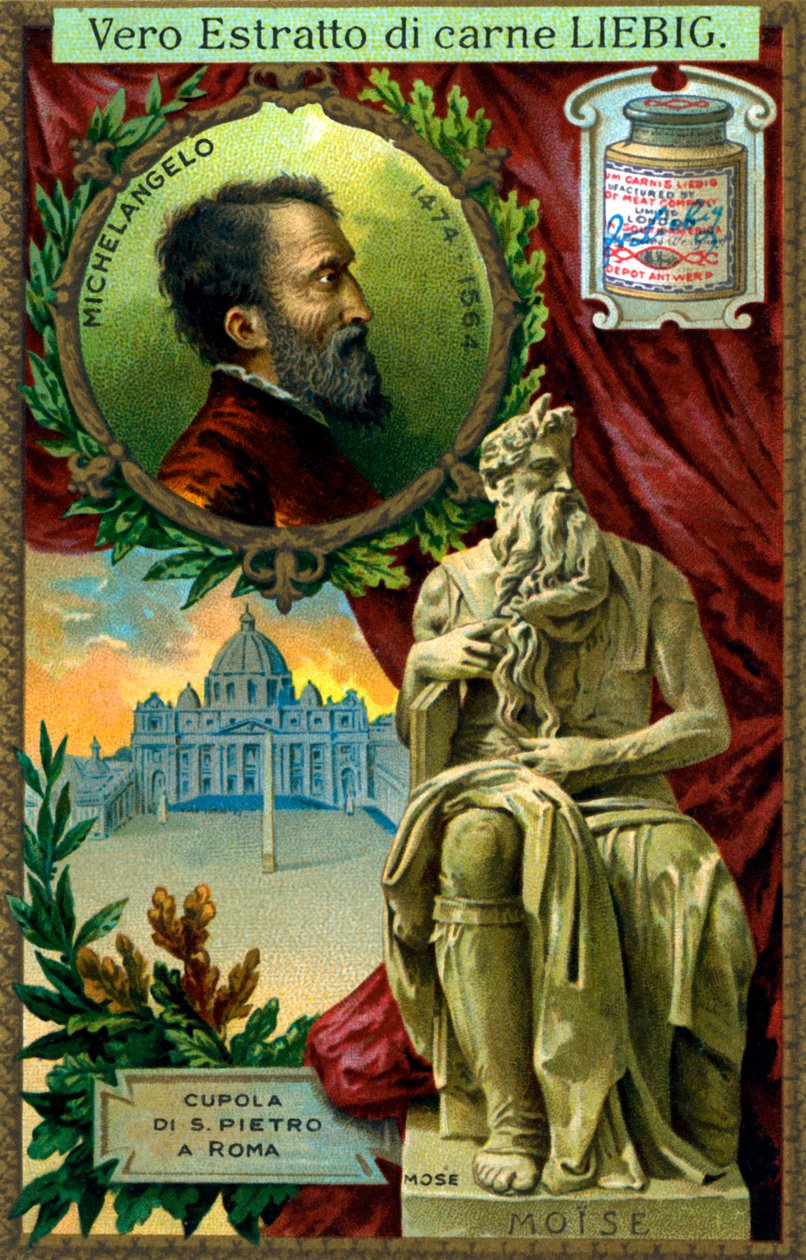 Moisés - estátua de Miguel Ângelo, início do século XX (chromo) de Unknown artist