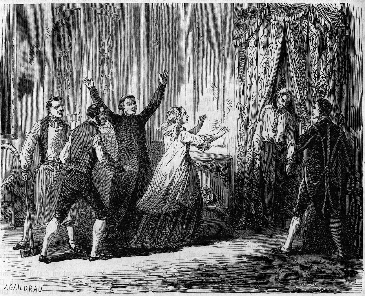 Misterioso enforcamento do último príncipe do Conde (Louis Henri Joseph de Bourbon de Unknown artist