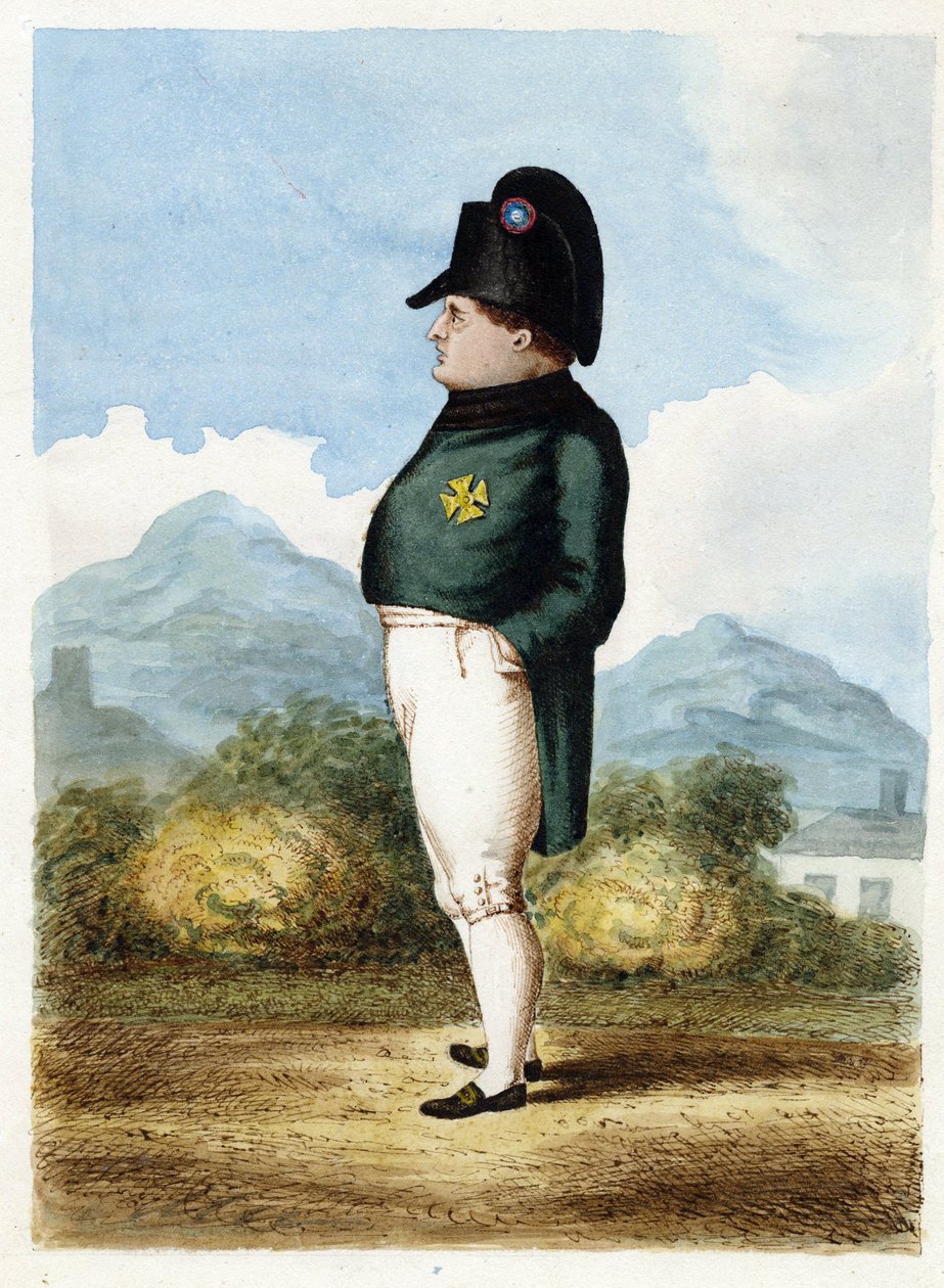 Napoleão Bonaparte na ilha de Santa Helena - Oficial de artilharia desconhecido - 1817 - Aguarela sobre papel - 30x22,6 - Coleção Privada de Unknown artist
