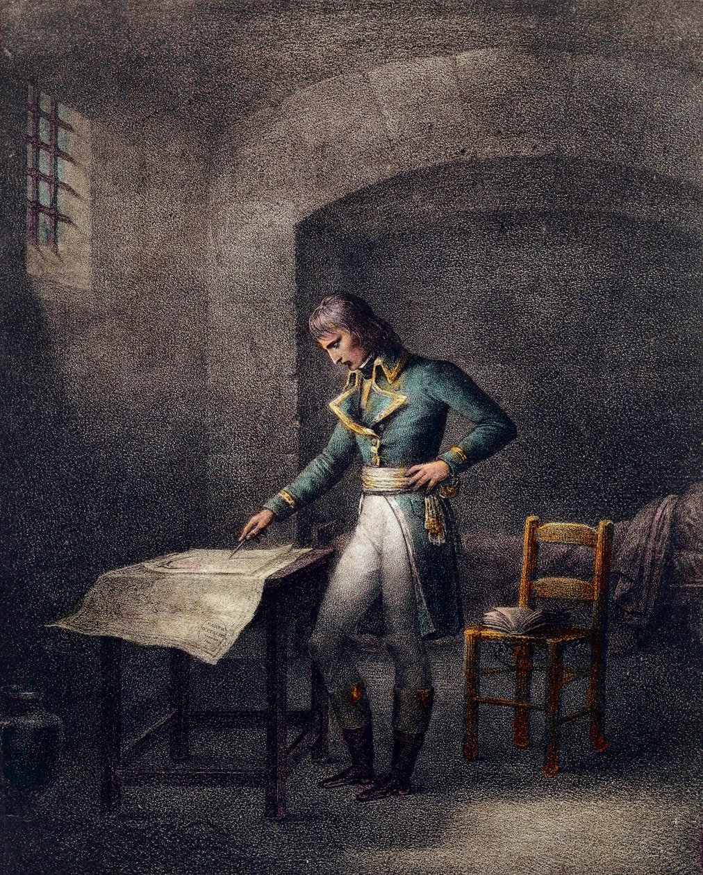 Napoleão I Bonaparte (1769-1821) na praça do forte de Antibes em 10 de agosto de Unknown artist