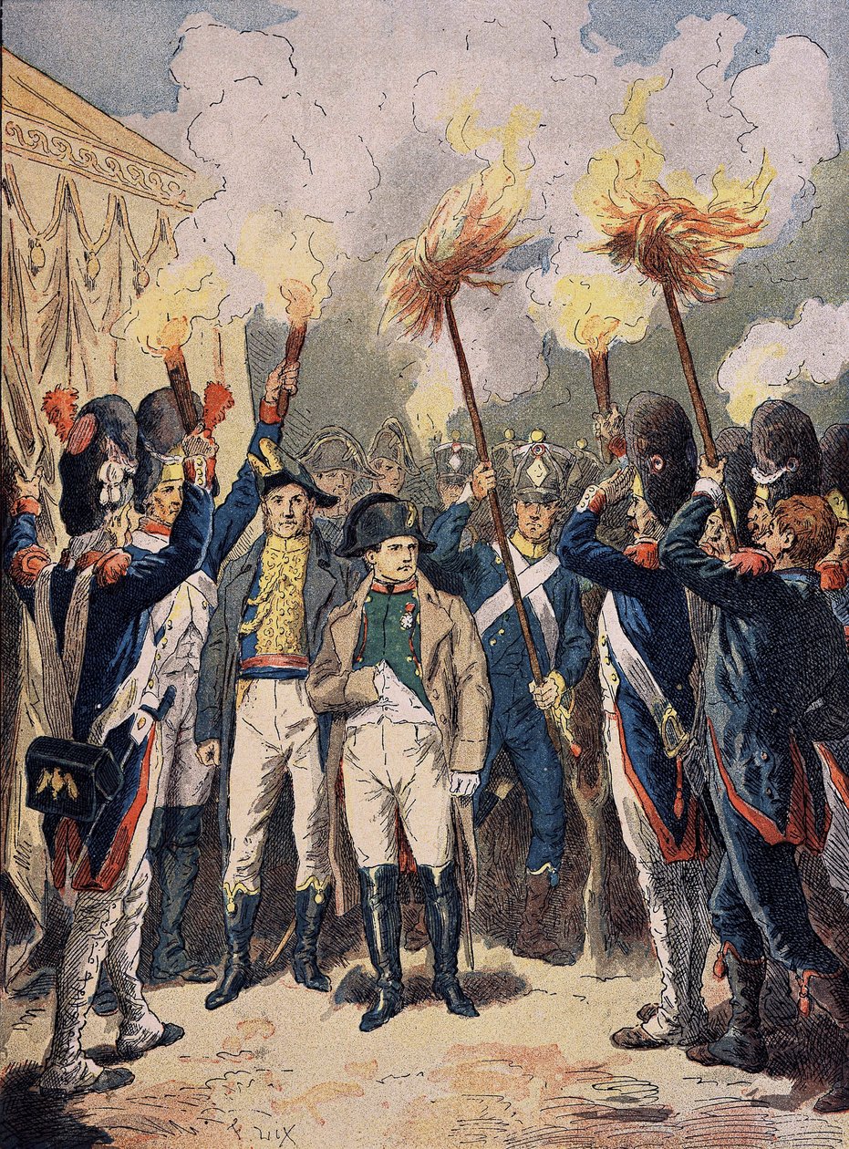 Napoleão e seu exército, em dezembro de 1805, véspera de Austerlitz. de Unknown artist