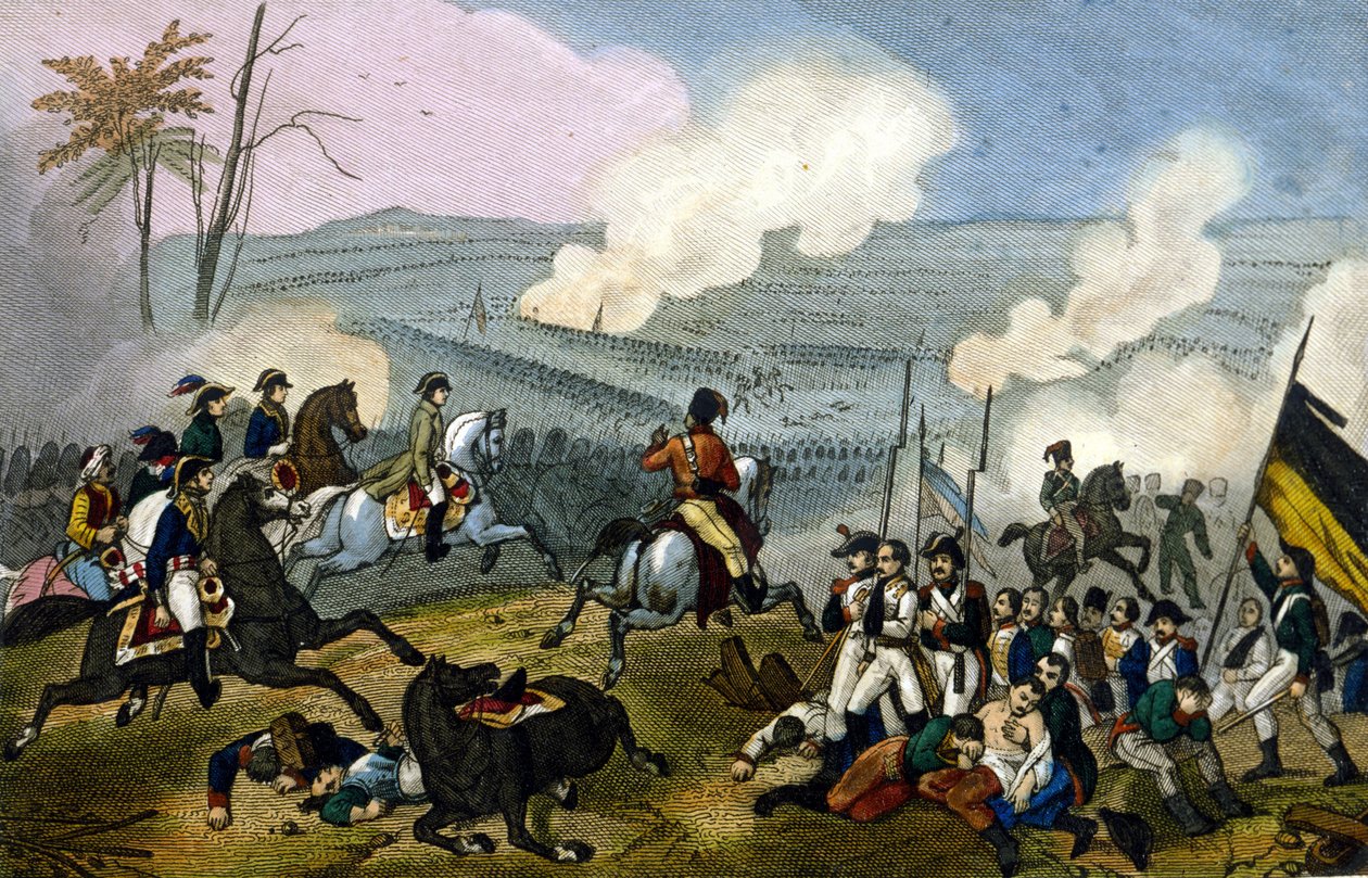 Napoleão na Batalha de Marengo, contra os austríacos, em junho de 1800. de Unknown artist