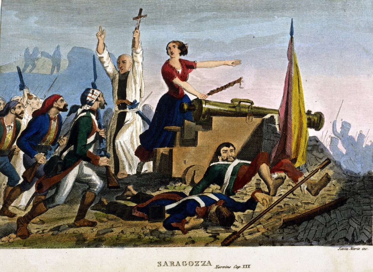 Guerras Napoleónicas: o Cerco de Saragoça (Saragoça). 1808. Coll. Privée, Milão. de Unknown artist