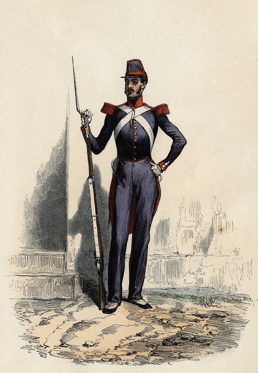 Guarda Nacional ou milícia africana de Argel, criada pelo General Clausel do Armee francês, em 1830, para garantir a ordem na cidade, In "L