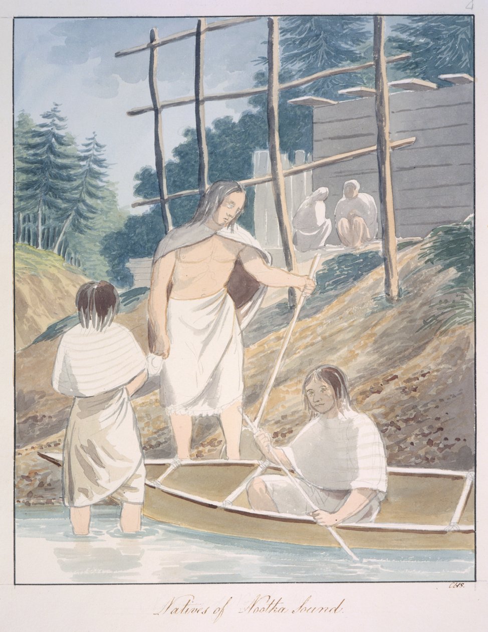 Nativos de Nootka Sound, c.1843-50 (aguarela) de Unknown artist