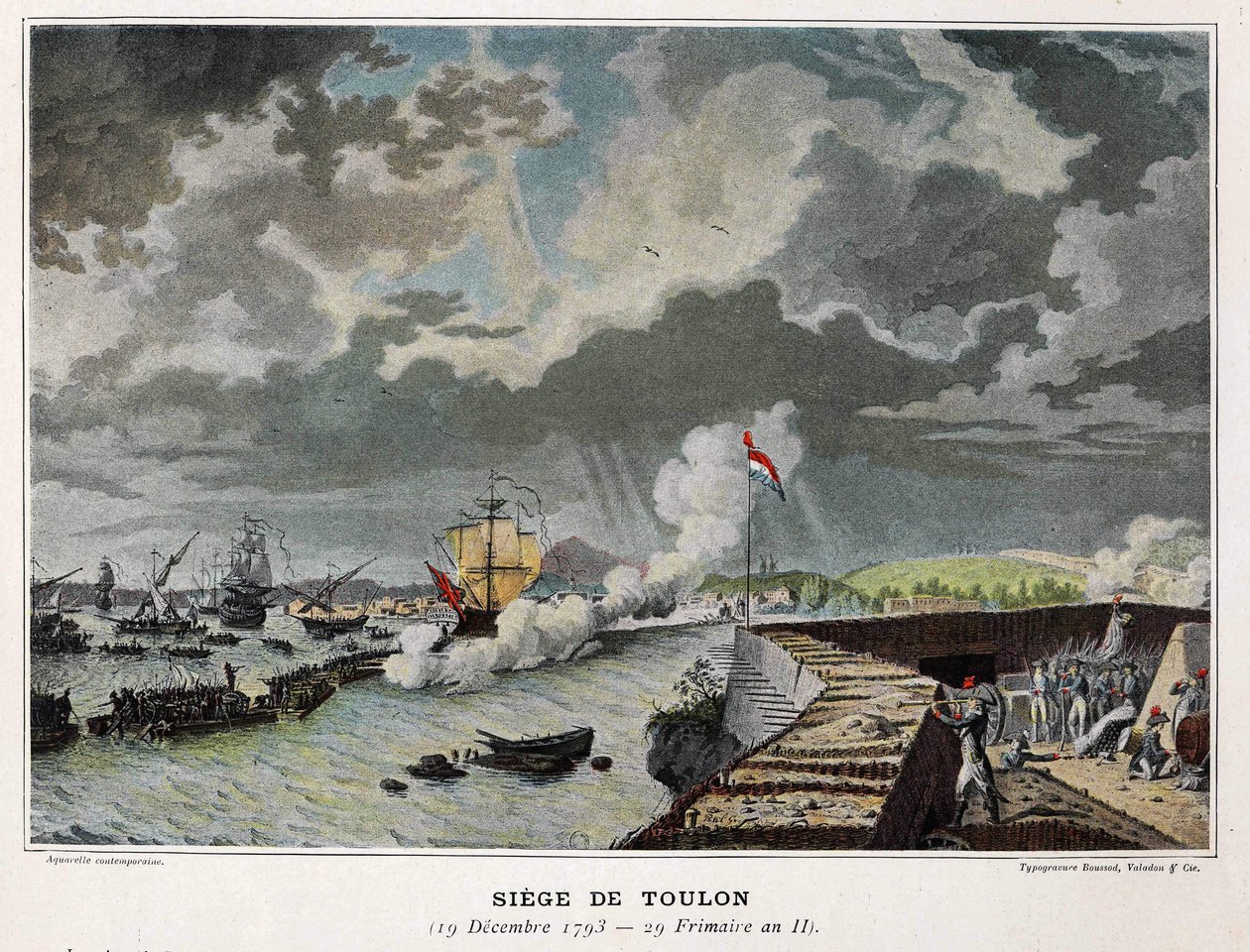 Batalha Naval: Cerco de Toulon 19/12/1793 - em "As batalhas navais de Napoleão". de Unknown artist
