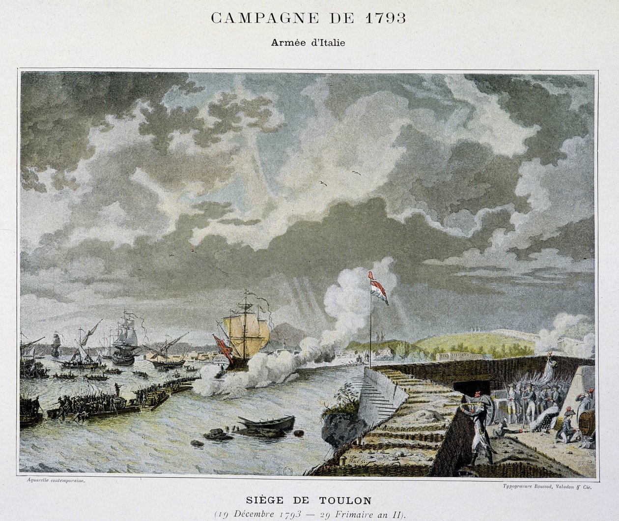 Batalha Naval: Cerco de Toulon em 1793 - em "As batalhas navais de Napoleão". de Unknown artist