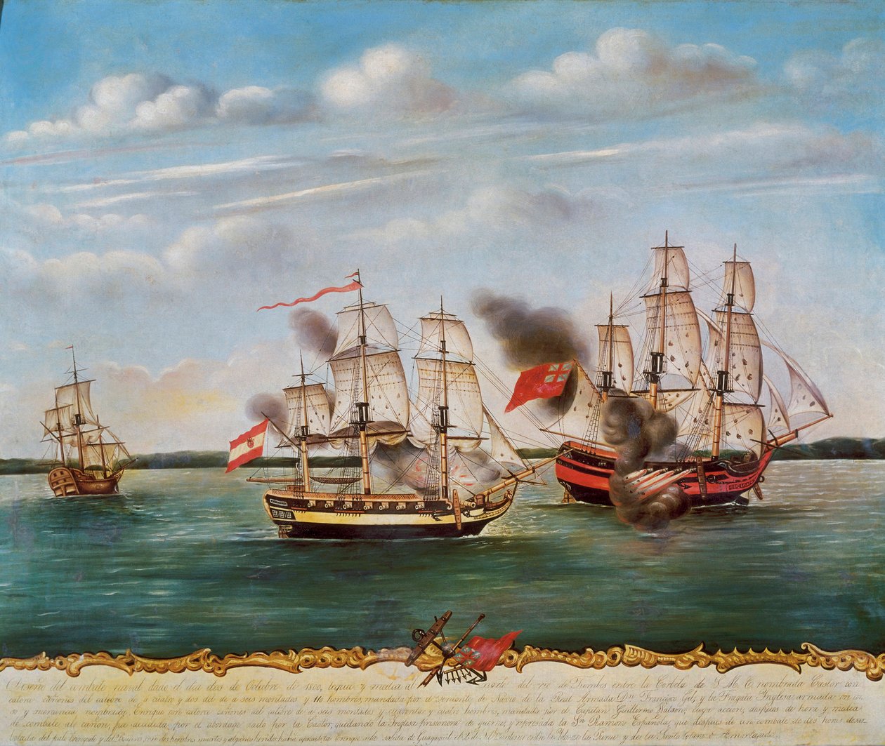 Combate naval de Guayaquil (Equador) entre Espanha e Inglaterra em 2 de outubro de Unknown artist