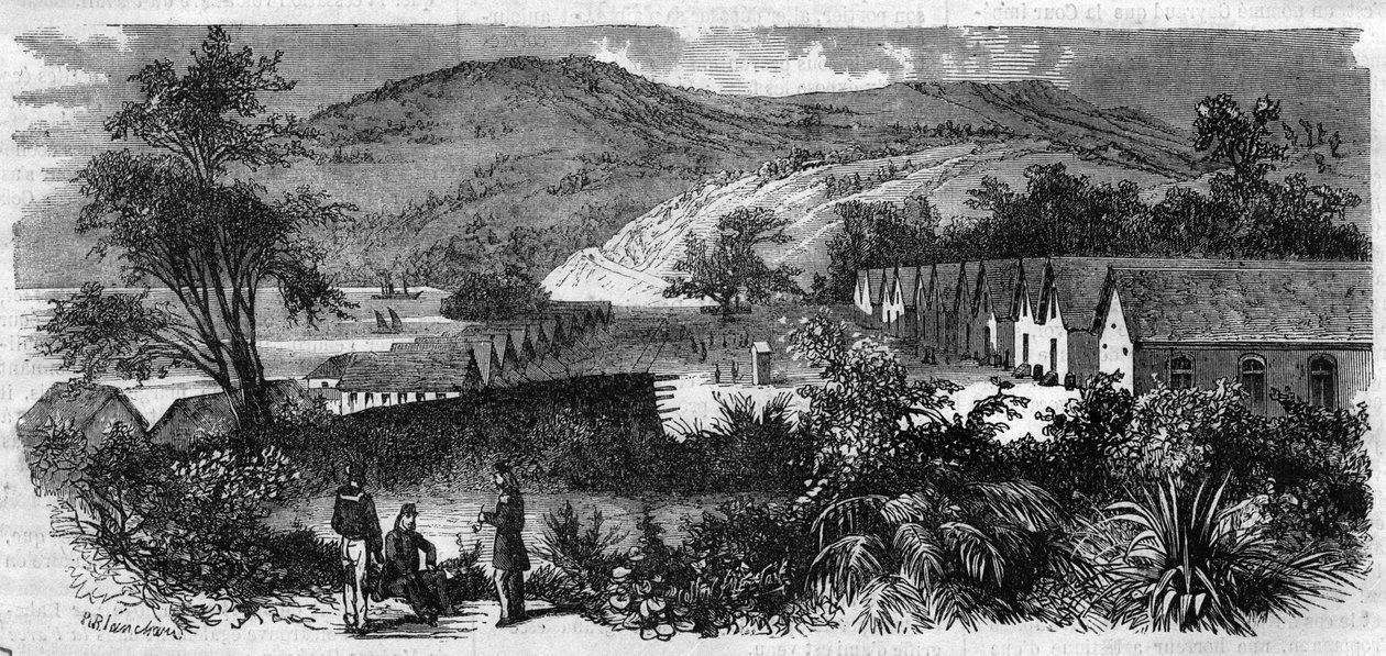 Nova Caledônia - o penitenciador da ilha Nou - Gravura de 1870 de Unknown artist