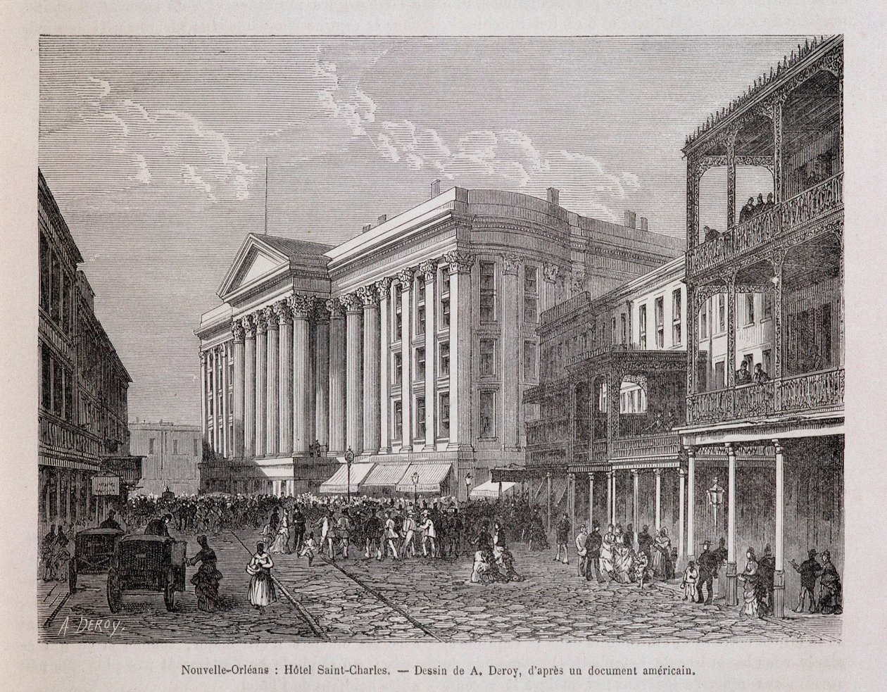 New Orleans (New Orleans): Hotel Saint-Charles (Saint Charles) - em "Le tour du monde", 2º semestre de 1876 de Unknown artist