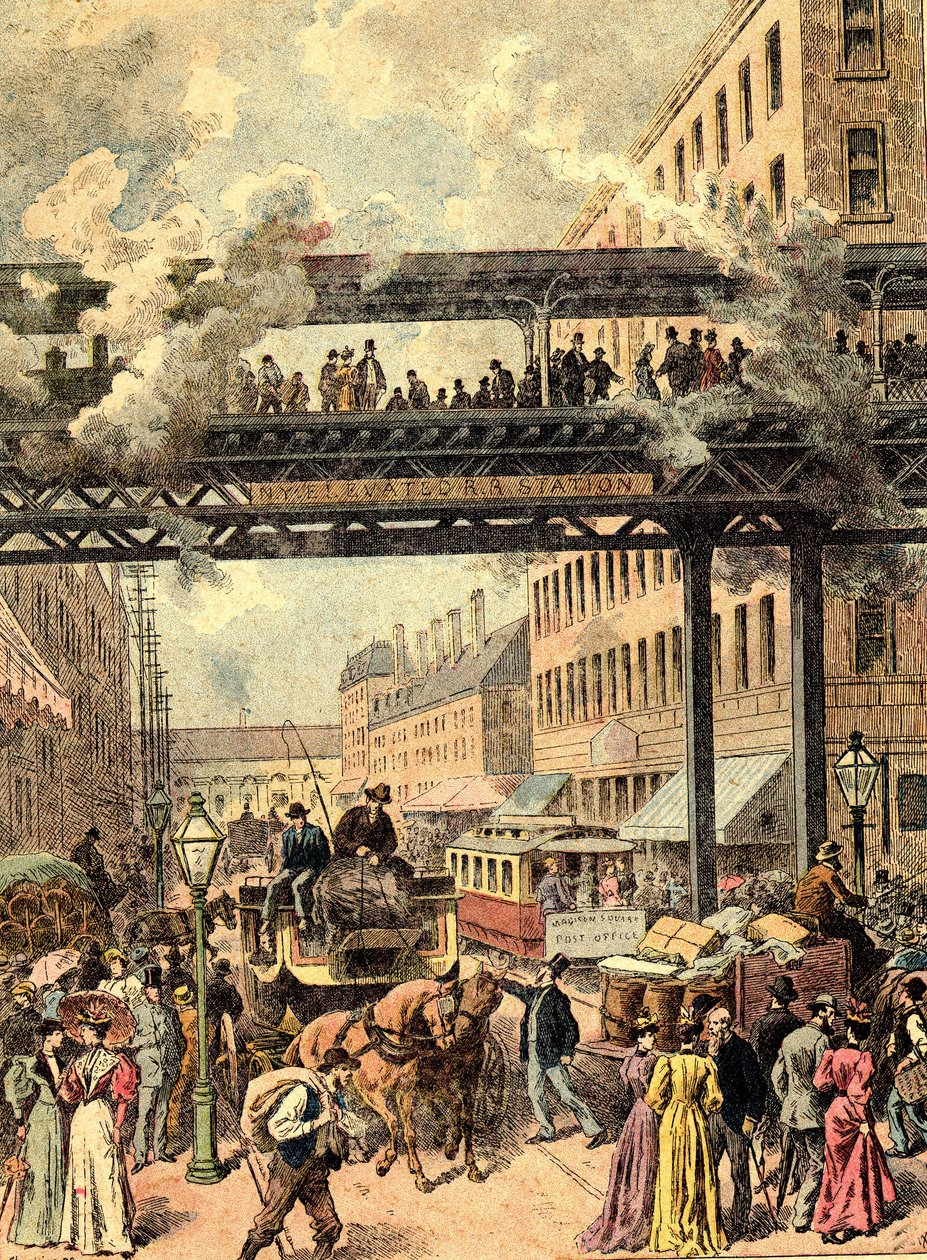 Rua de Nova Iorque. Em "Os Povos da Terra", 1890. de Unknown artist