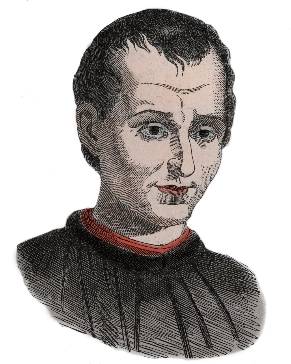 Niccolo di Bernardo dei Machiavelli (1469-1527) Historiador, político, diplomata, filósofo, humanista e escritor italiano durante o Renascimento - Retrato de Niccolo di Bernardo dei Machiavelli (Nicolas Machiavel de Unknown artist