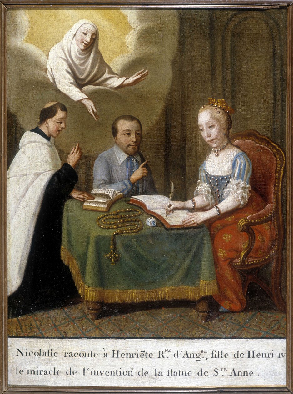 Nicolau diz a Henriette Rainha de Inglaterra e filha de Henrique IV o milagre da invenção da estátua de Santa Ana de Unknown artist
