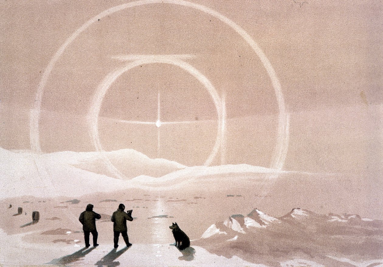 Northern Lights - em "The shores of the polar sea, an Arctic expedition narration", pelo Dr. Edward Moos, Marcus Nard & Co, Londres de Unknown artist