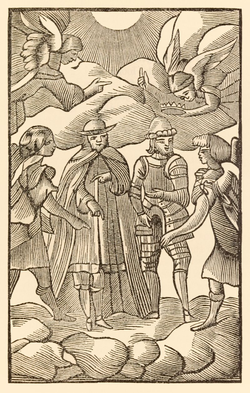Agora, olhe agora como os santos peregrinos cavalgam, Nuvens são suas Carruagens, Anjos são seu guia dos peregrinos Progresso deste mundo, àquele que está por vir John Bunyan (1628-1688) Christian an de Unknown