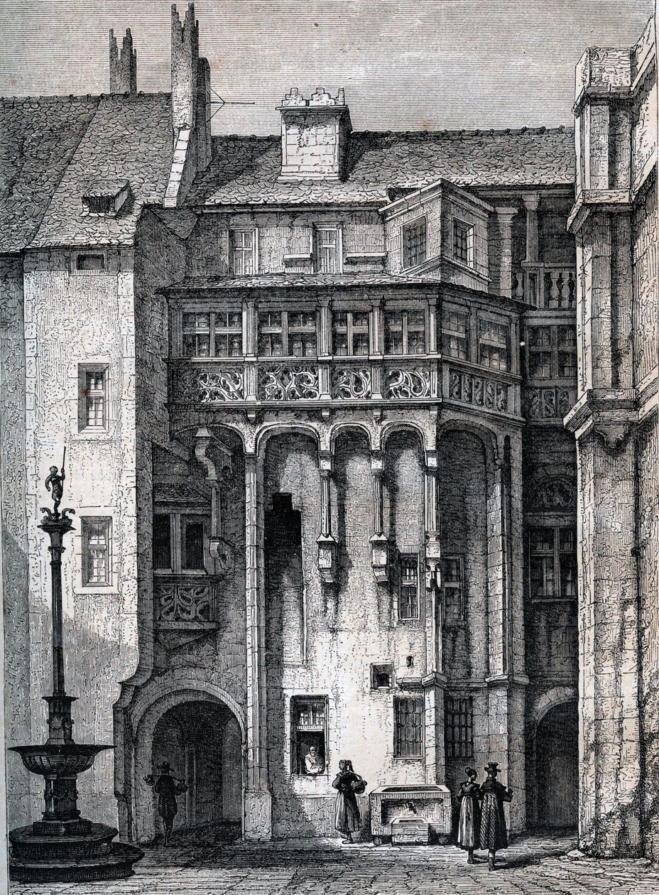 Nurnberger Rathaus - o pátio da Câmara Municipal de Nuremberga - gravura por volta de 1867 de Unknown artist