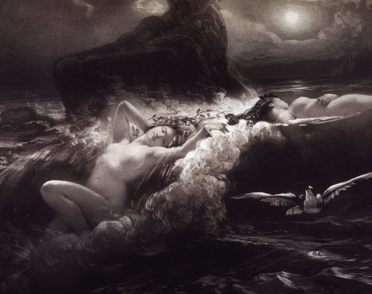 Ninfas - litografia de Unknown artist