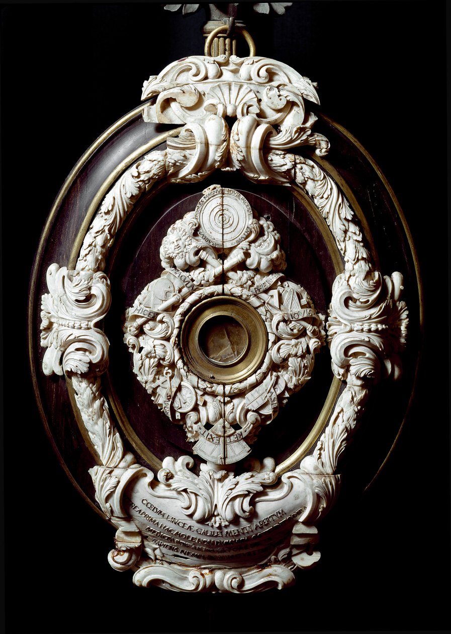 Lente objetiva da moldura astronômica da Galileia ou Galileu Galilei (1564-1642). 1609-1610. Museo di Storia della Scienza, Florença de Unknown artist