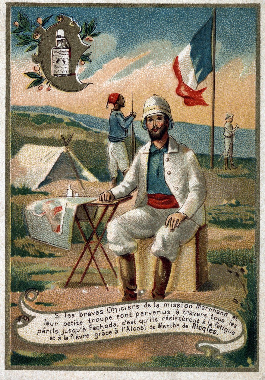Oficial da Missão Marchand. Cromolitografia do século XIX de Unknown artist