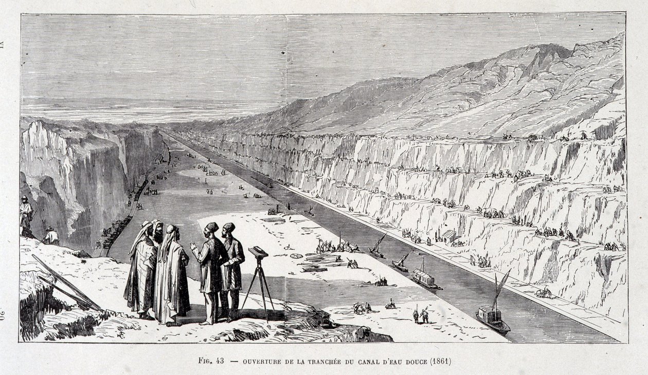 Abertura da Fossa do Canal de Água Doce do Canal do Suez de Unknown artist