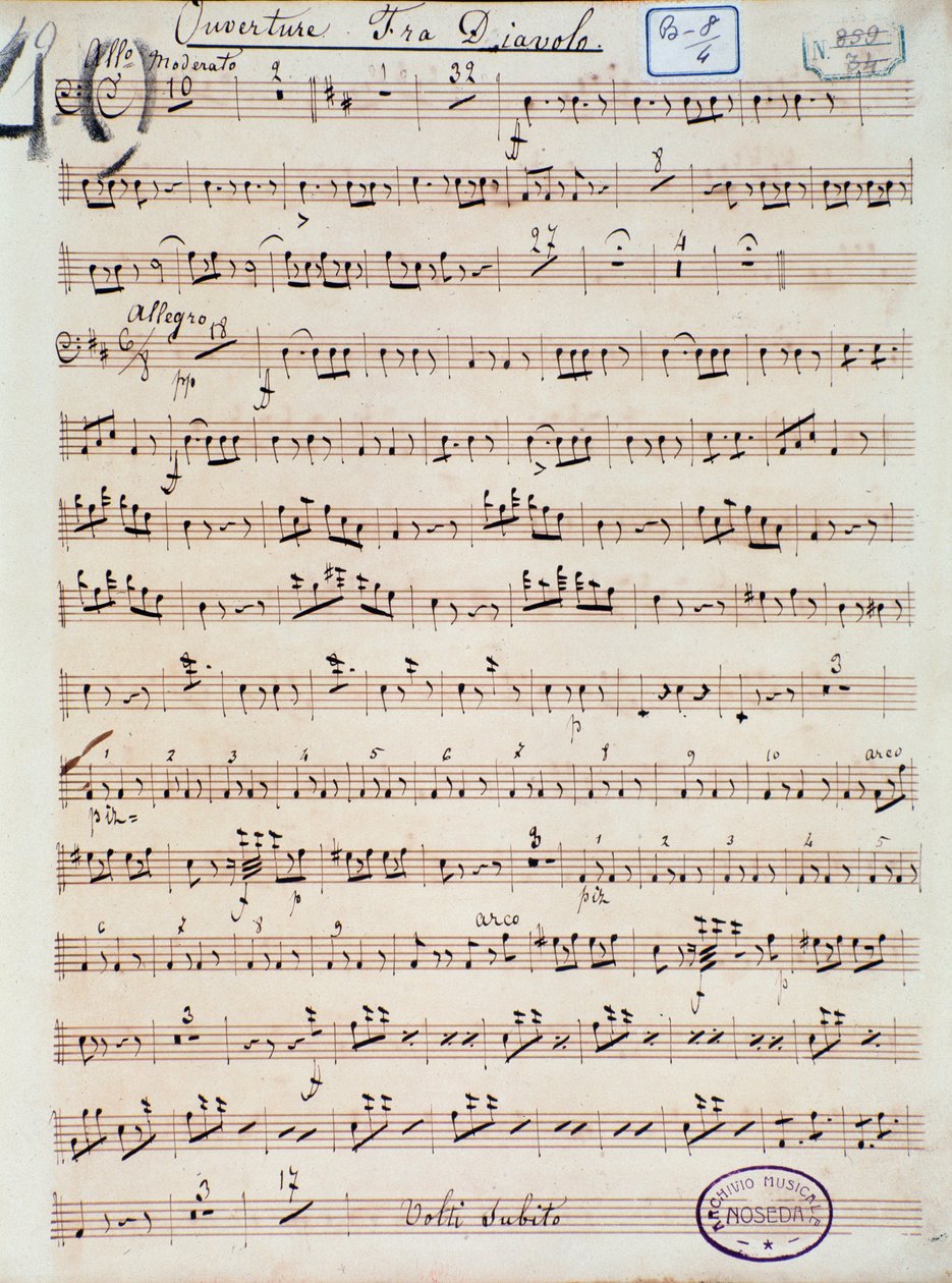 Abertura da banda desenhada Fra Diavolo, ou O Hotelaria da Terracine por D. F. Auber de Unknown artist