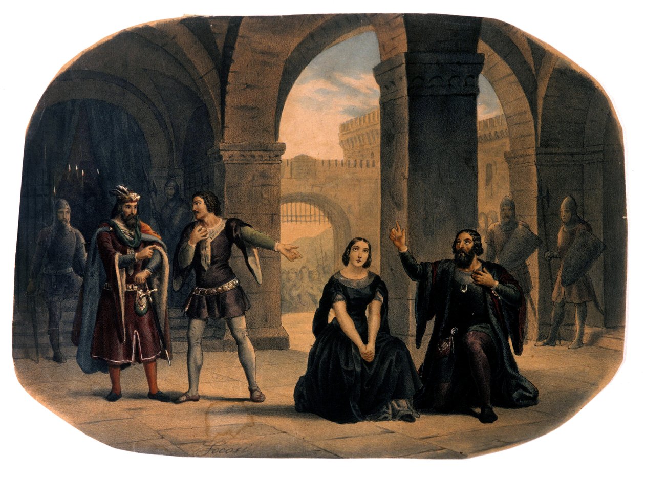 Palco de ópera "I vespri siciliani" (As Vésperas Sicilianas) composto por Giuseppe Verdi. cromolitógrafo do final do século XIX... de Unknown artist