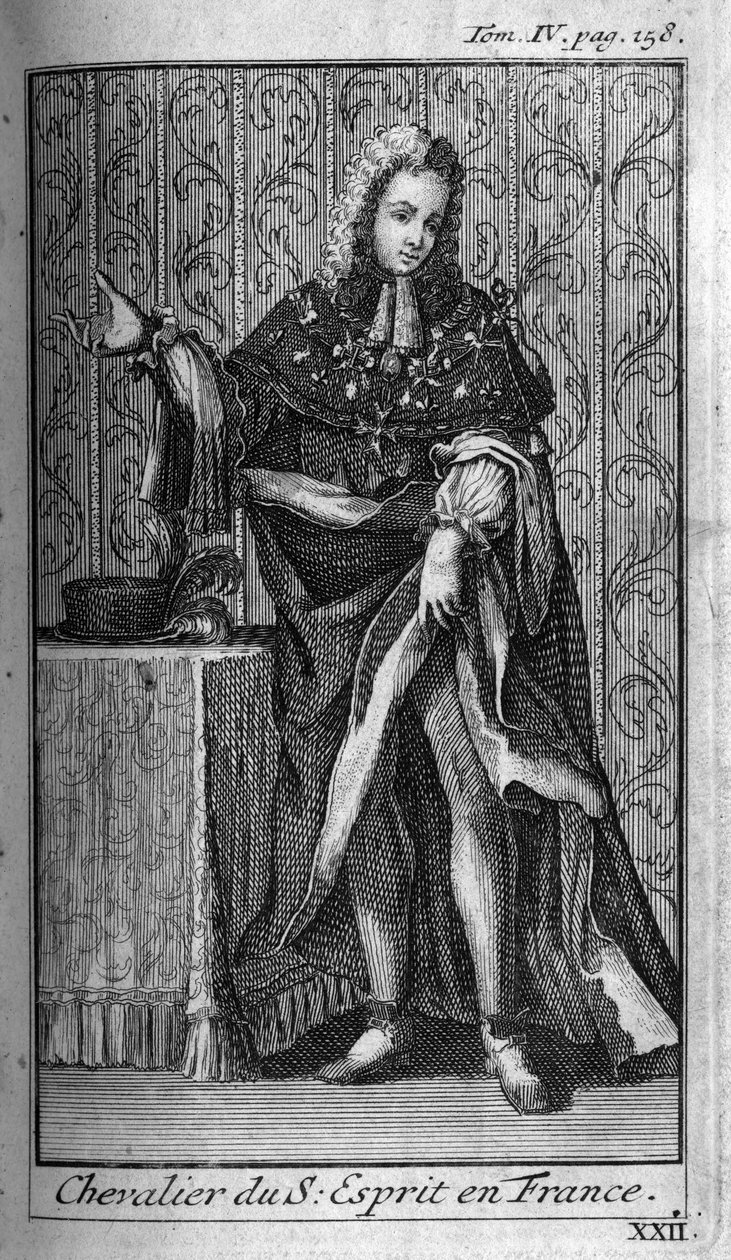 Ordem dos Cavaleiros do Espírito Santo (Ordem do Espírito Santo) na França no século XVI. Na "História das ordens militares ou cavaleiros, das milícias seguras e rotineiras de ambos os sexos, que foram estabelecidas até o presente. Edição tomada de Unknown artist