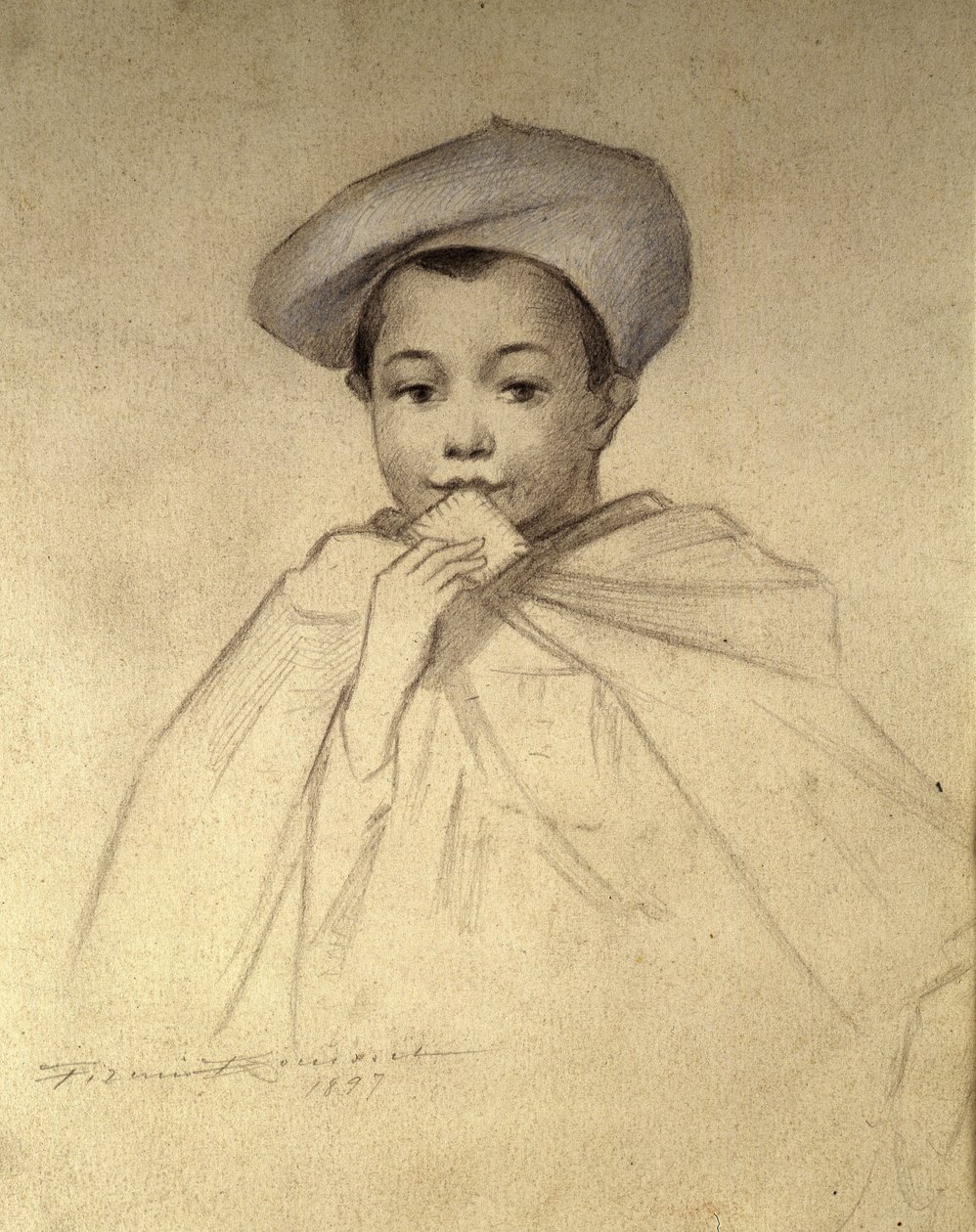 Retrato original usado como logotipo para as caixas de biscoitos "LU". de Unknown artist