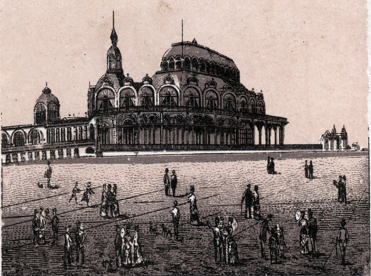 Ostende (Ostende), Bélgica: vista do Kursaal Digue (Casino). in "O mundo ilustra 168 vistas" Sem data (final do século XIX) de Unknown artist