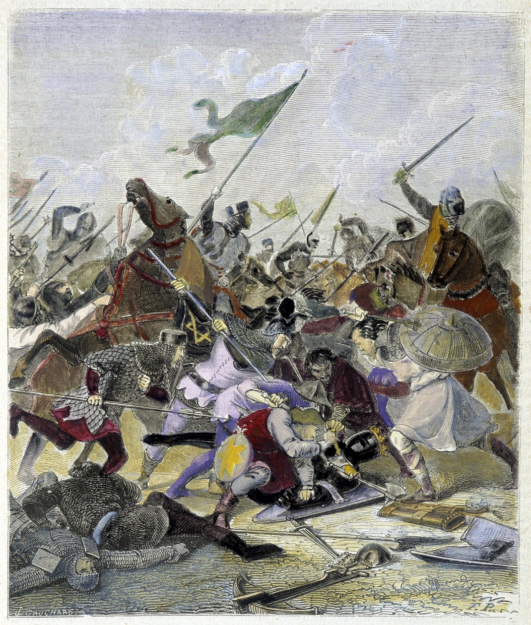 Othon 1er (912-973) surpreendido pelos rebeldes em Roma - no "Histoire des popes", de Maurice Lachatre de Unknown artist