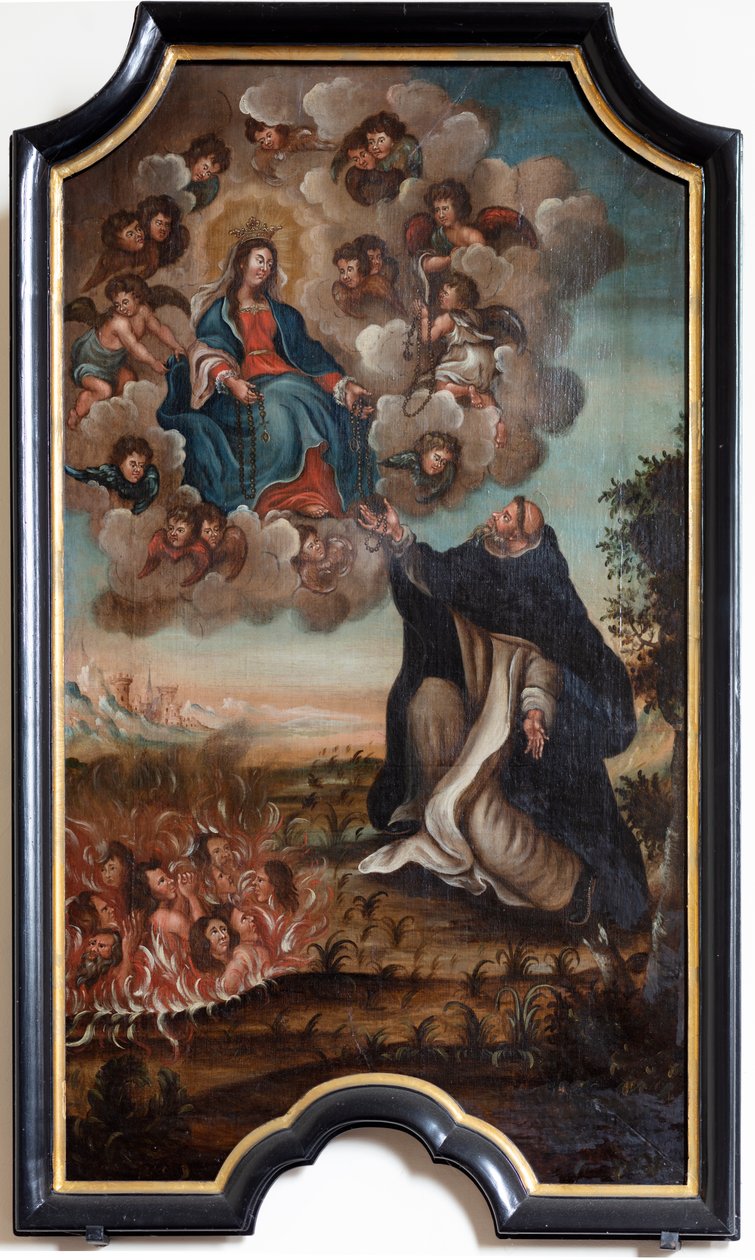 Nossa Senhora dá o terço a São Domingos de Unknown artist