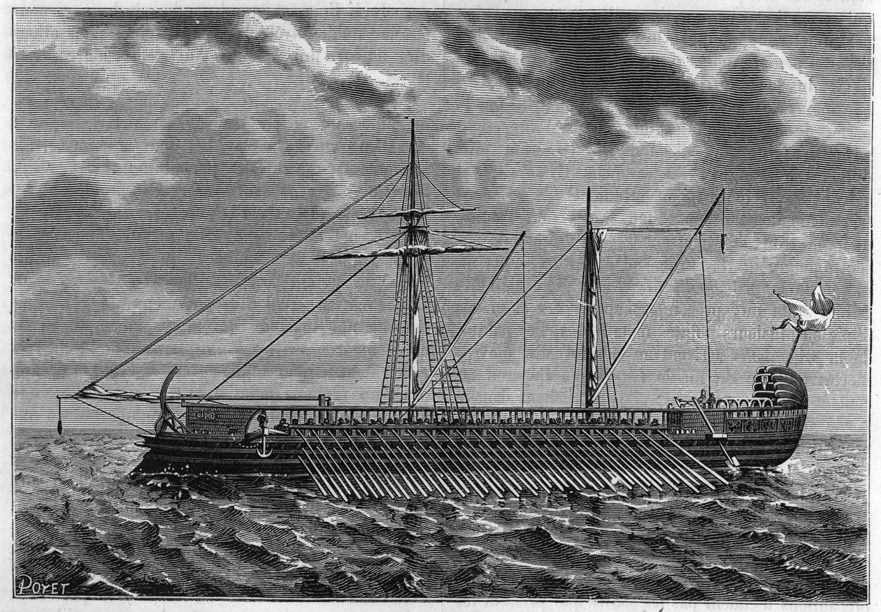 Visão geral de uma triere ateniense. de Unknown artist