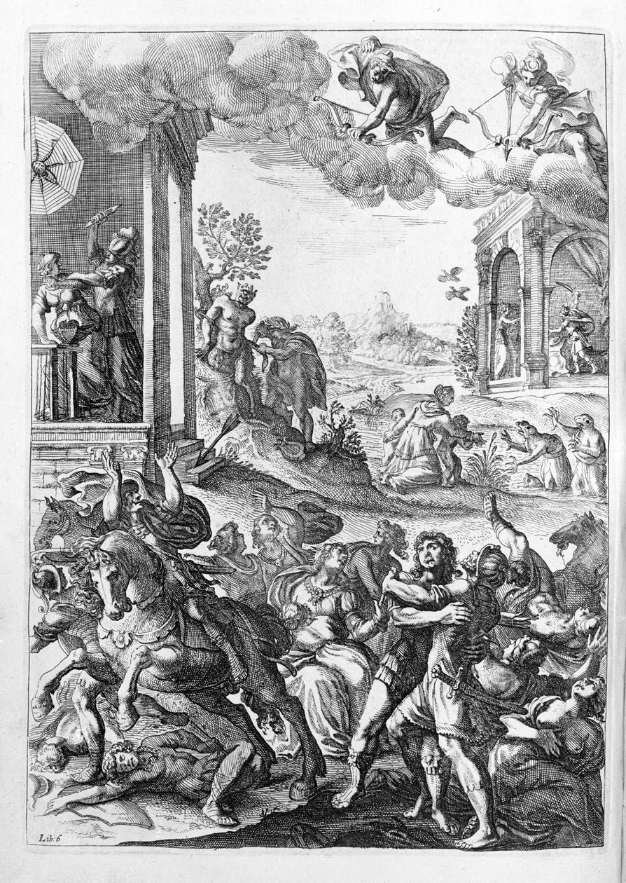 Ovide (Ovidius) - ilustração para o livro 15 - (P. Ovidii Nasonis Metamorphose libri XV um notis TH. Farnabii.) nota de Thomas Farnaby (Farnabia) (1575-1647) de Unknown artist