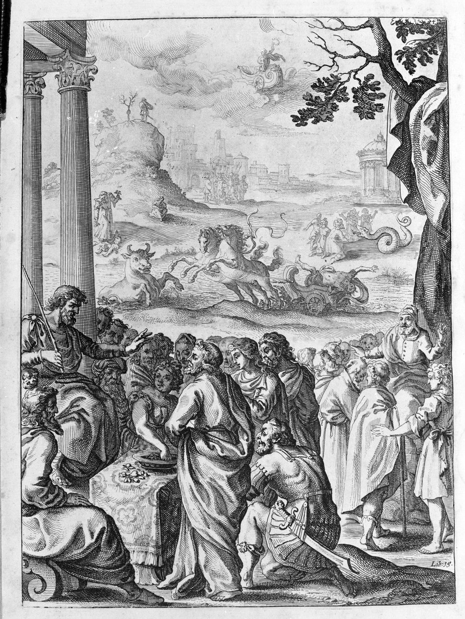 Ovide (Ovidius) - ilustração para o livro 15 - (P. Ovidii Nasonis Metamorphose libri XV um notis TH. Farnabii.) nota de Thomas Farnaby (Farnabia) (1575-1647) de Unknown artist