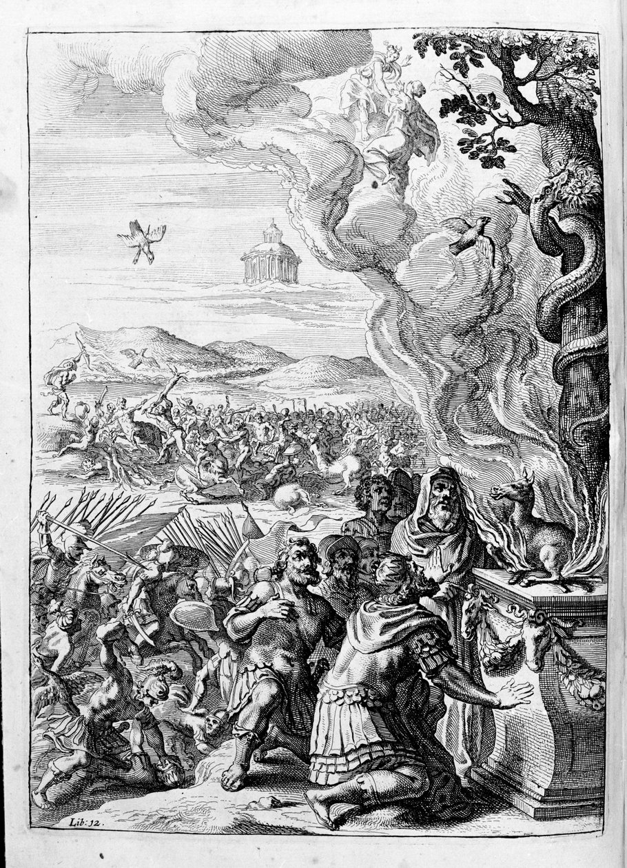Ovide (Ovidius) - ilustração para o livro 15 - (P. Ovidii Nasonis Metamorphose libri XV um notis TH. Farnabii.) nota de Thomas Farnaby (Farnabia) (1575-1647) de Unknown artist
