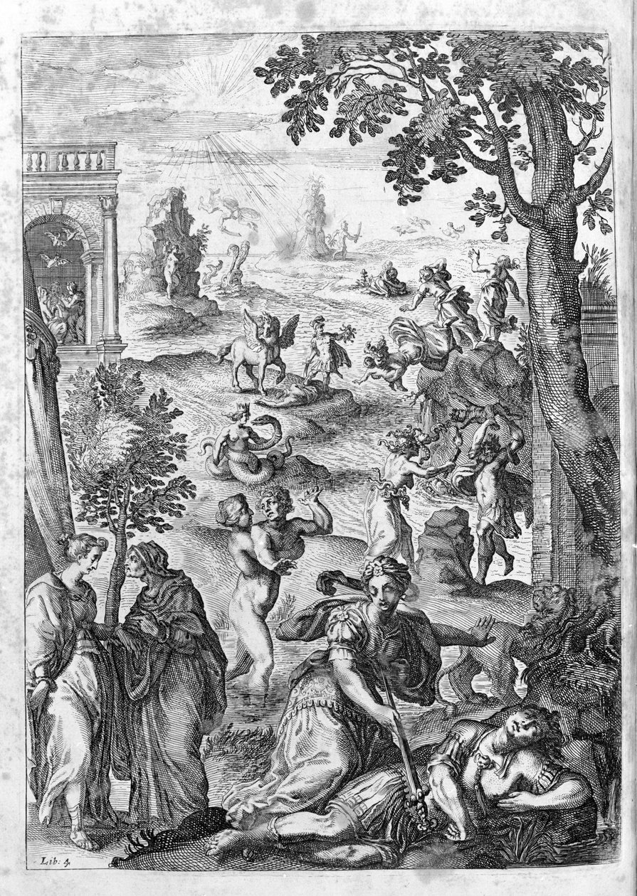 Ovide (Ovidius) - ilustração para o livro 15 - (P. Ovidii Nasonis Metamorphose libri XV um notis TH. Farnabii.) nota de Thomas Farnaby (Farnabia) (1575-1647) de Unknown artist