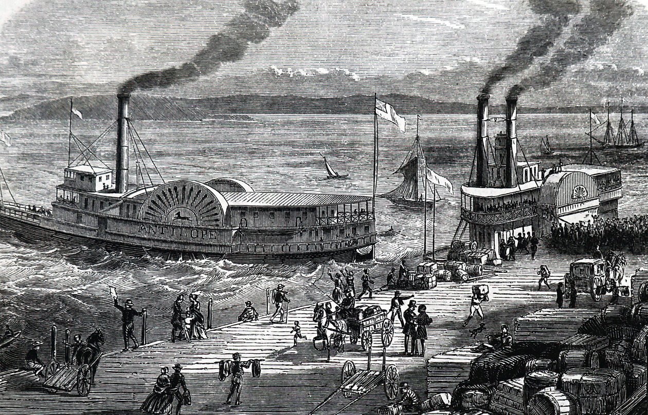 Barcos a vapor no dique de Unknown artist