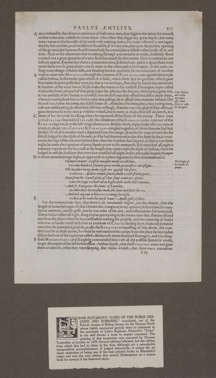 Página 271 das &39;Vidas dos Nobres Gregos e Romanos&39; de Plutarco de Unknown artist