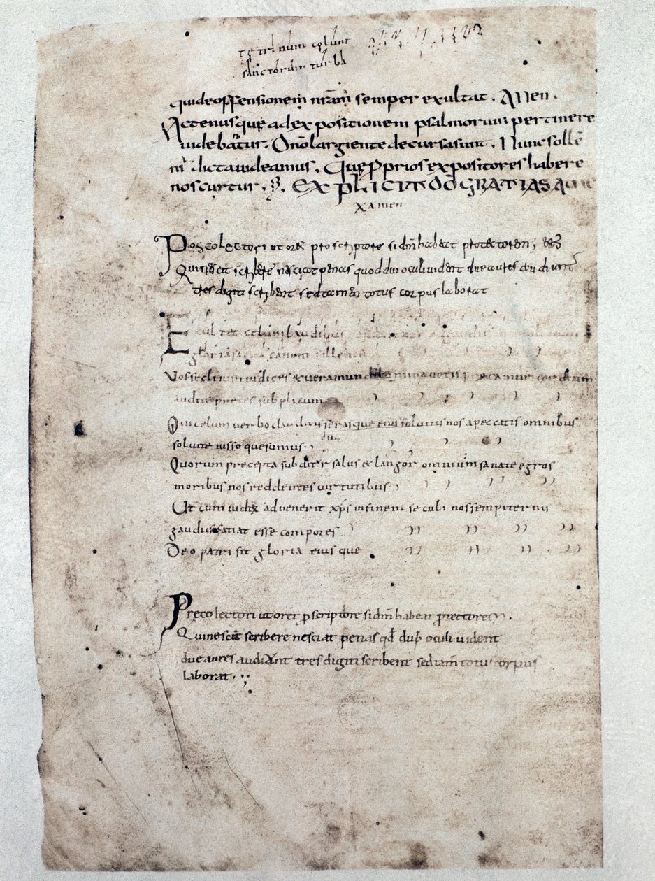 Página de Comentários aos Salmos de Cassiodore ( manuscrito, século IX) de Unknown artist